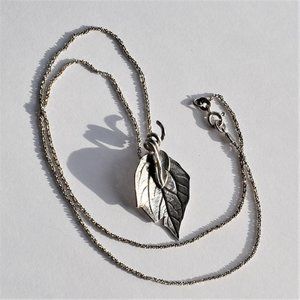 Fine Silver Leaf Pendant on Sterling Necklace